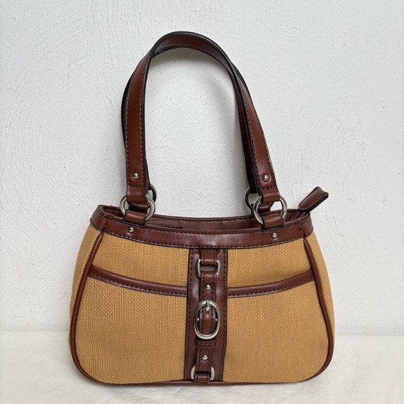 ETIENNE AIGNER Rare Vintage Cotton Jute Woven Bag Purse Faux Leather Trim - Picture 14 of 16
